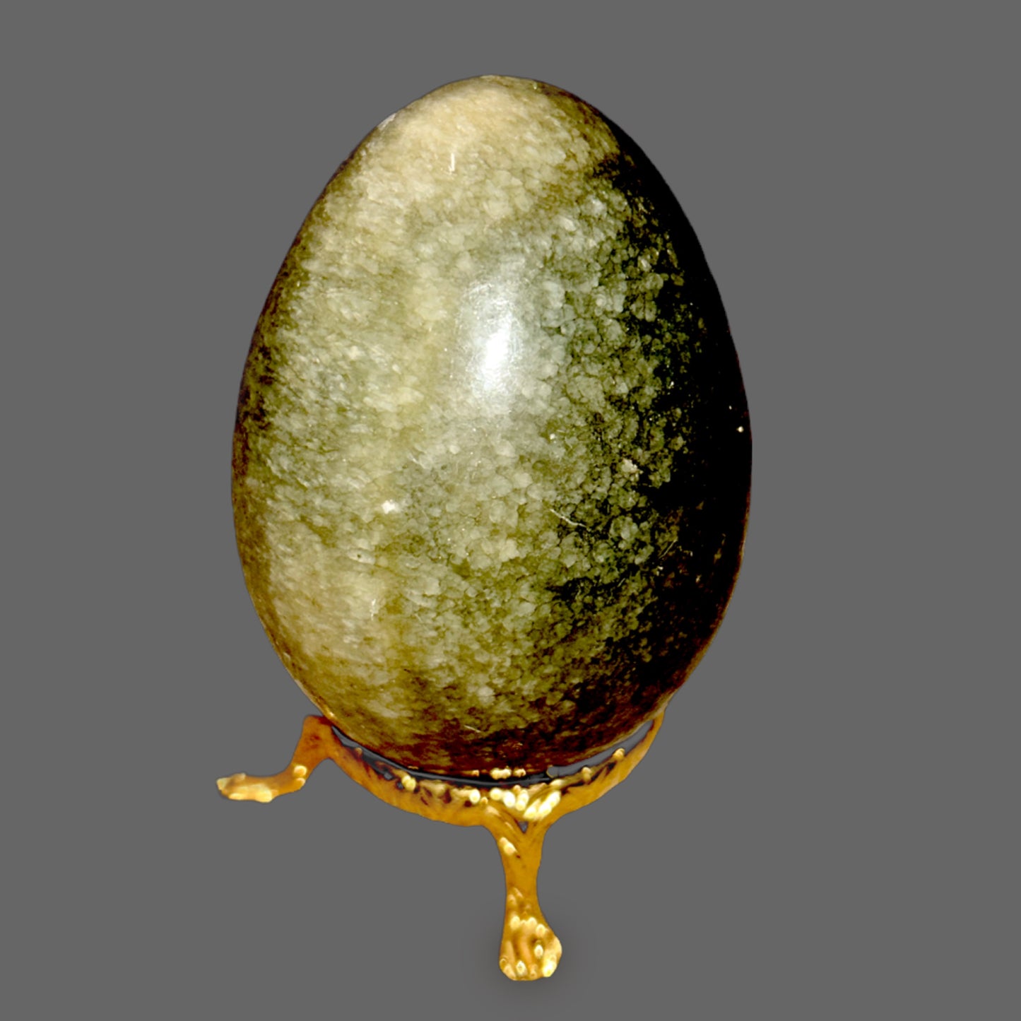 Vesuvianite Stone Egg — Polished Green, Idocrase Calcium Silicate, 261g — detail view