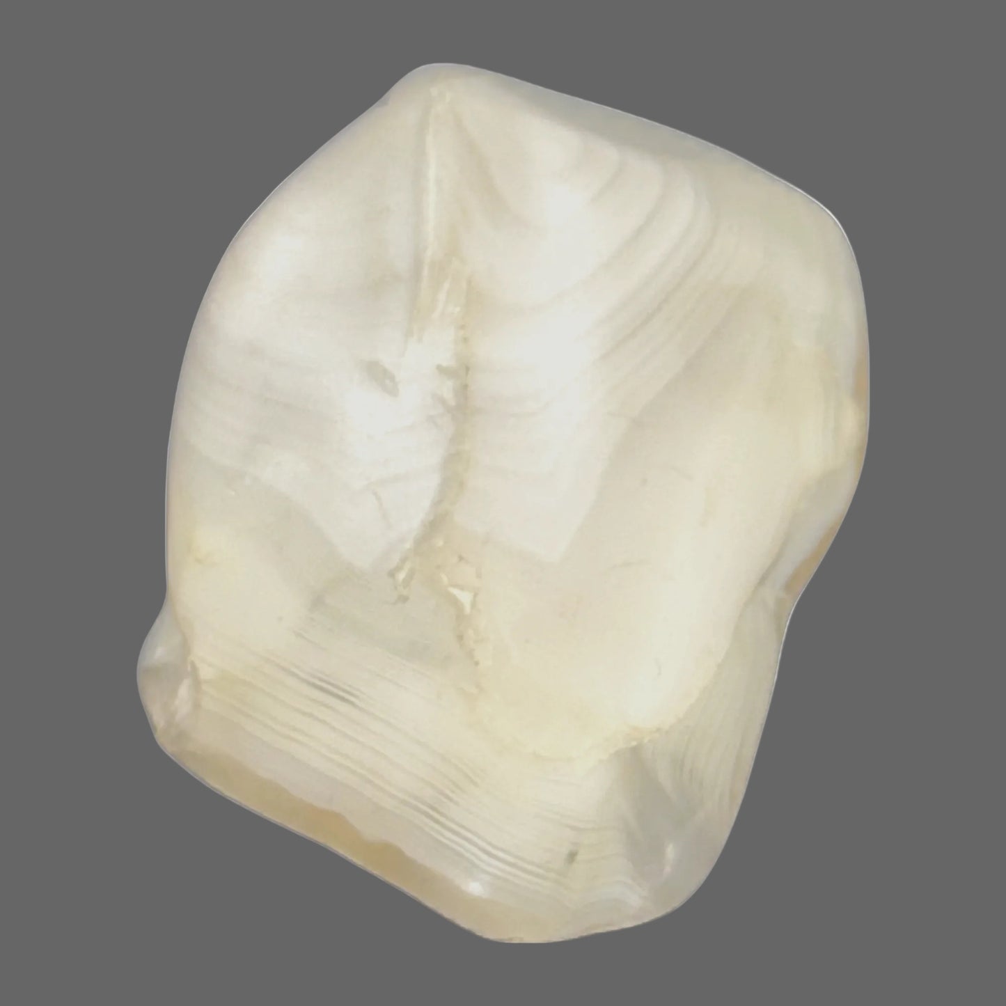 White Banded Agate Specimen — Layered Chalcedony, Milky & Translucent, 19g — detail view