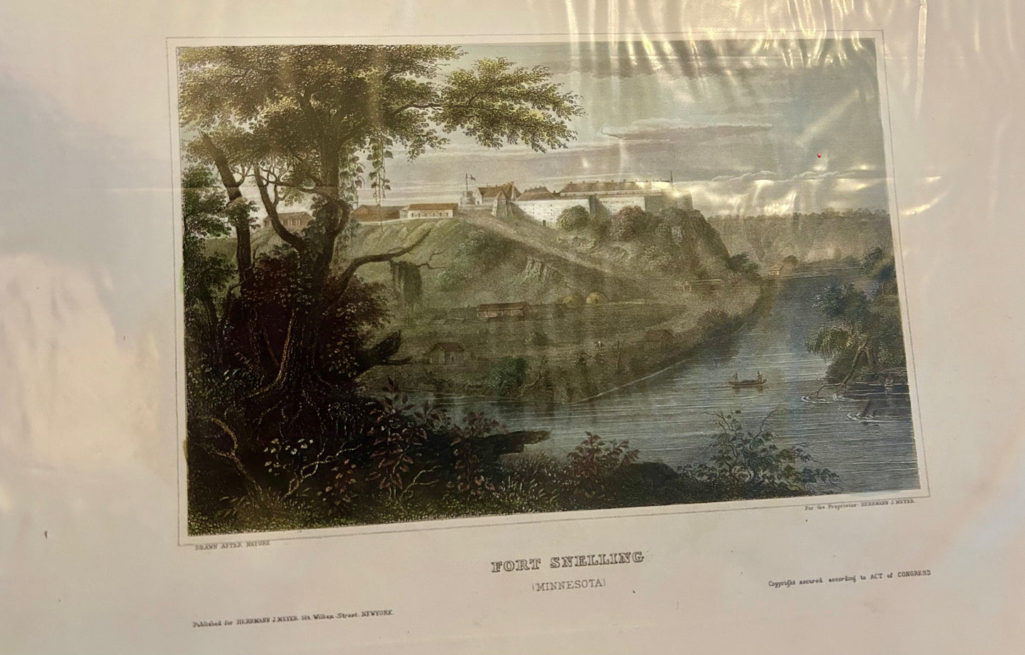 Vintage Fort Snelling, Minnesota Lithograph Print — detail view