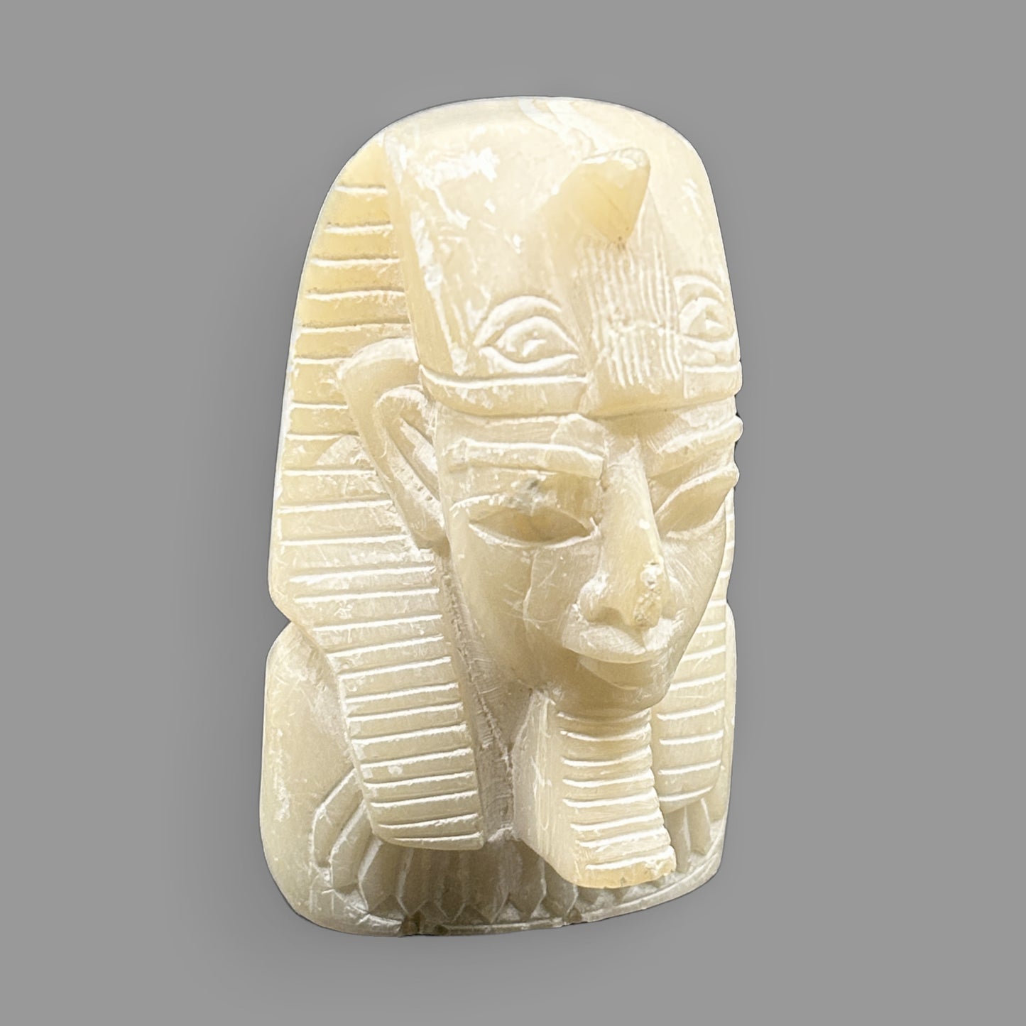 Egyptian Soapstone Pharaoh Bust — Tutankhamun / Ramesses II Style — detail view