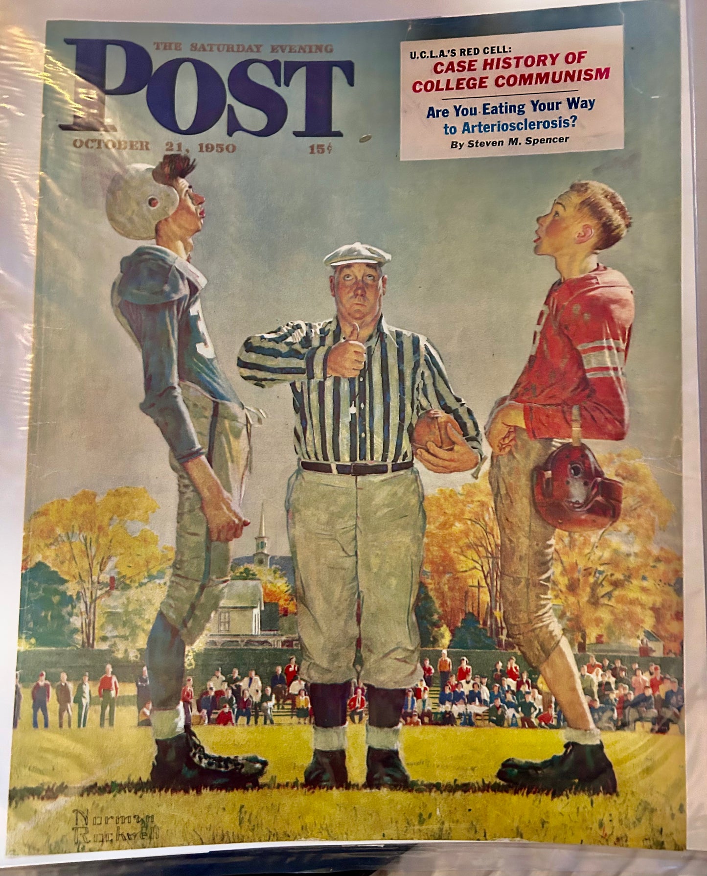 Norman Rockwell "Coin Toss" — The Saturday Evening Post Cover (October 21, 1950) — detail view
