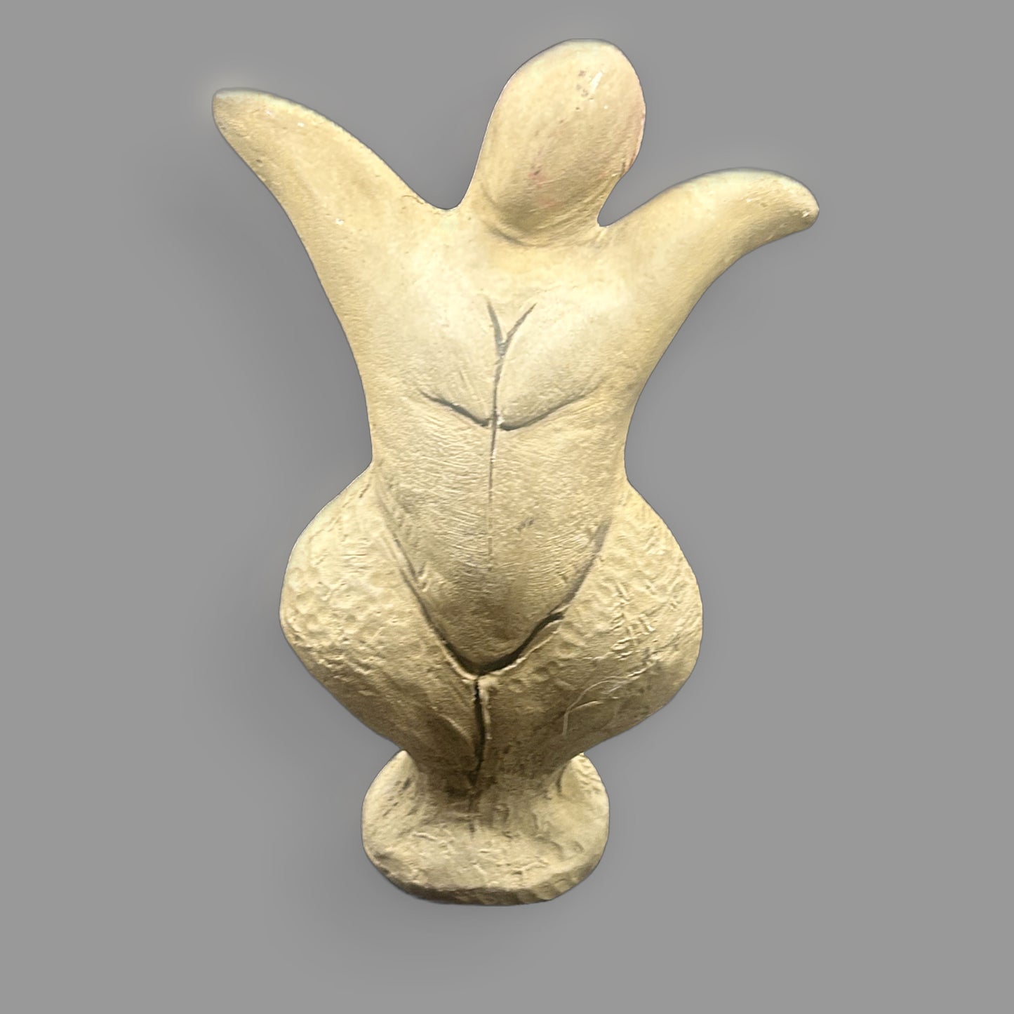 Handmade Clay Fertility Goddess Figurine — Folk Art Spiritual Collectible — detail view