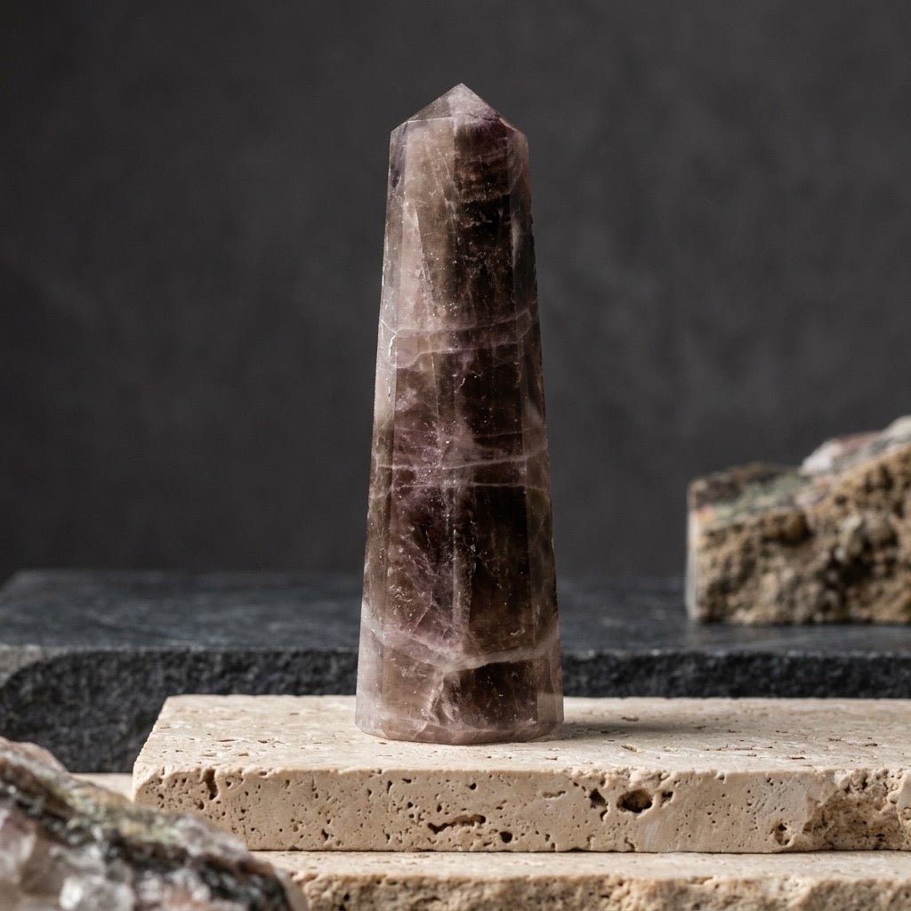 Purple Fluorite Tower Point — Polished Lapidary, Color-Zoned Violet, Natural Mineral — main view