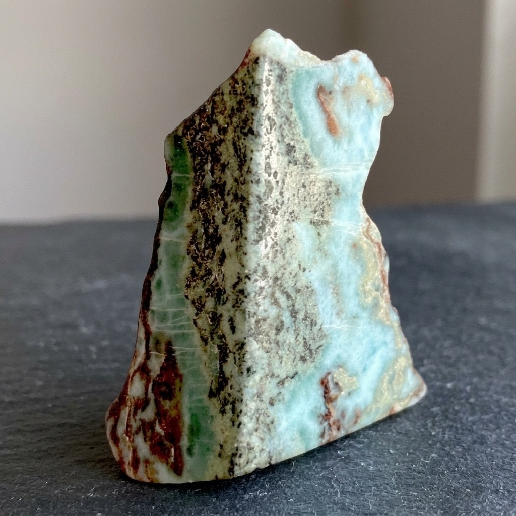 Larimar Specimen — Sky Blue & White, Dominican Volcanic Gemstone — detail view