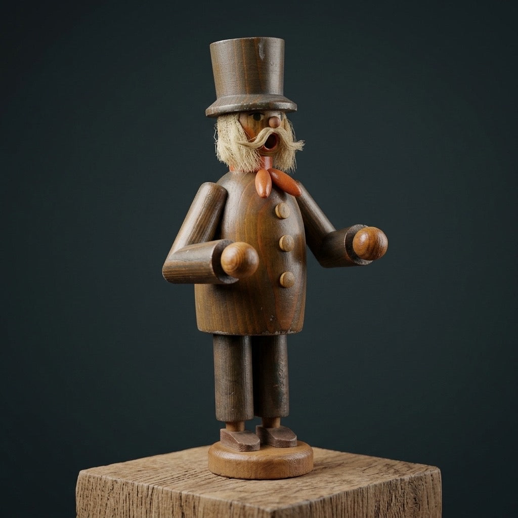 Steinbach German Wooden Incense Smoker — Chimney Sweep Figure, Erzgebirge Tradition — detail view