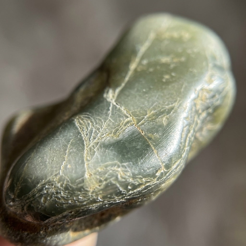 Nephrite Jade Specimen — Classic Green, Waxy Luster, 43g — detail view