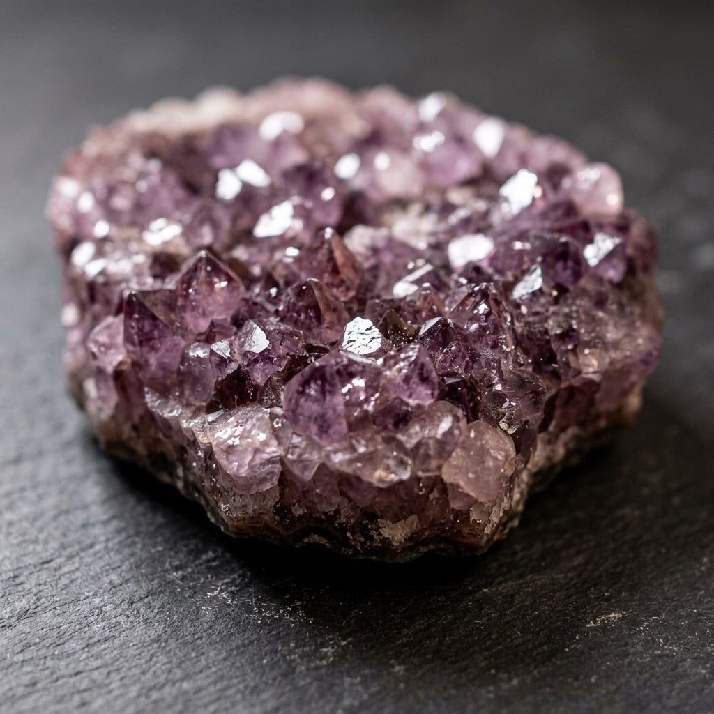 Natural Amethyst Quartz Cluster — Purple Points, Raw Geological Specimen, 227g — detail view