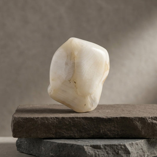 White Banded Agate Specimen — Layered Chalcedony, Milky & Translucent, 19g — main view