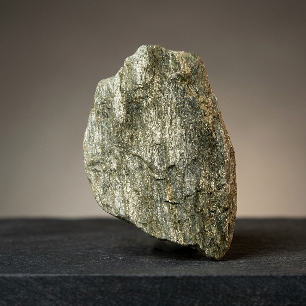 Ancient Foliated Schist — Layered Metamorphic Stone, 38g — detail view