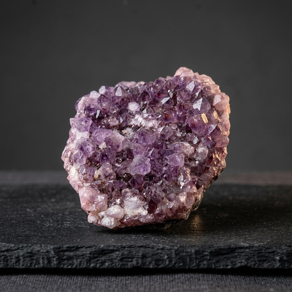 Natural Amethyst Quartz Cluster — Purple Points, Raw Geological Specimen, 227g — main view