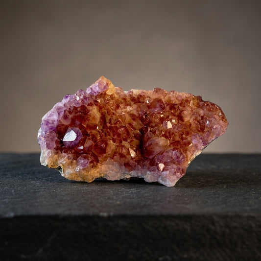Red Cap Amethyst — Hematoid Quartz Crystal Cluster, Iron Inclusions, 2.78 lbs — main view