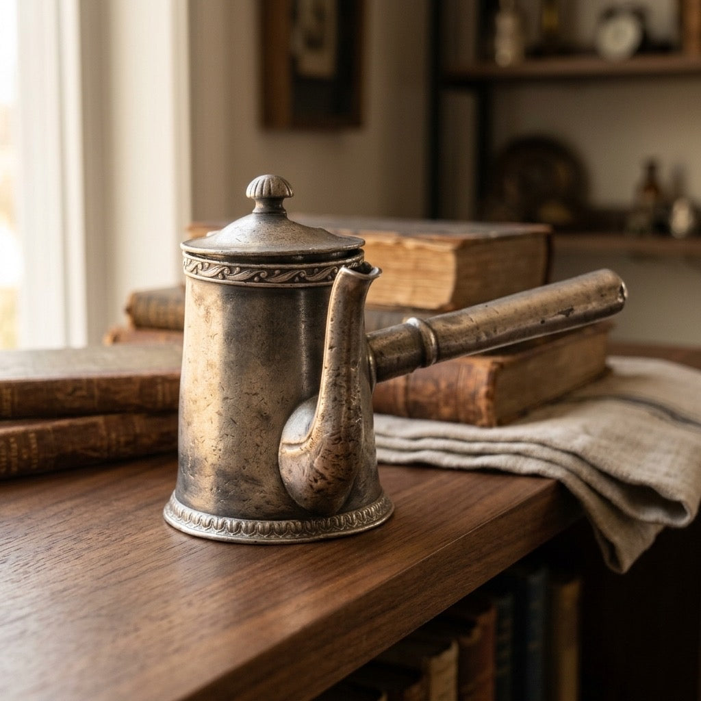 Gorham “GMCO” Silver Plate Chocolate Pot — detail view