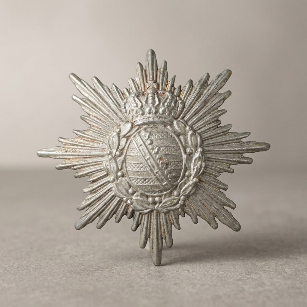 Imperial German Saxon Pickelhaube Star Wappen Badge — detail view