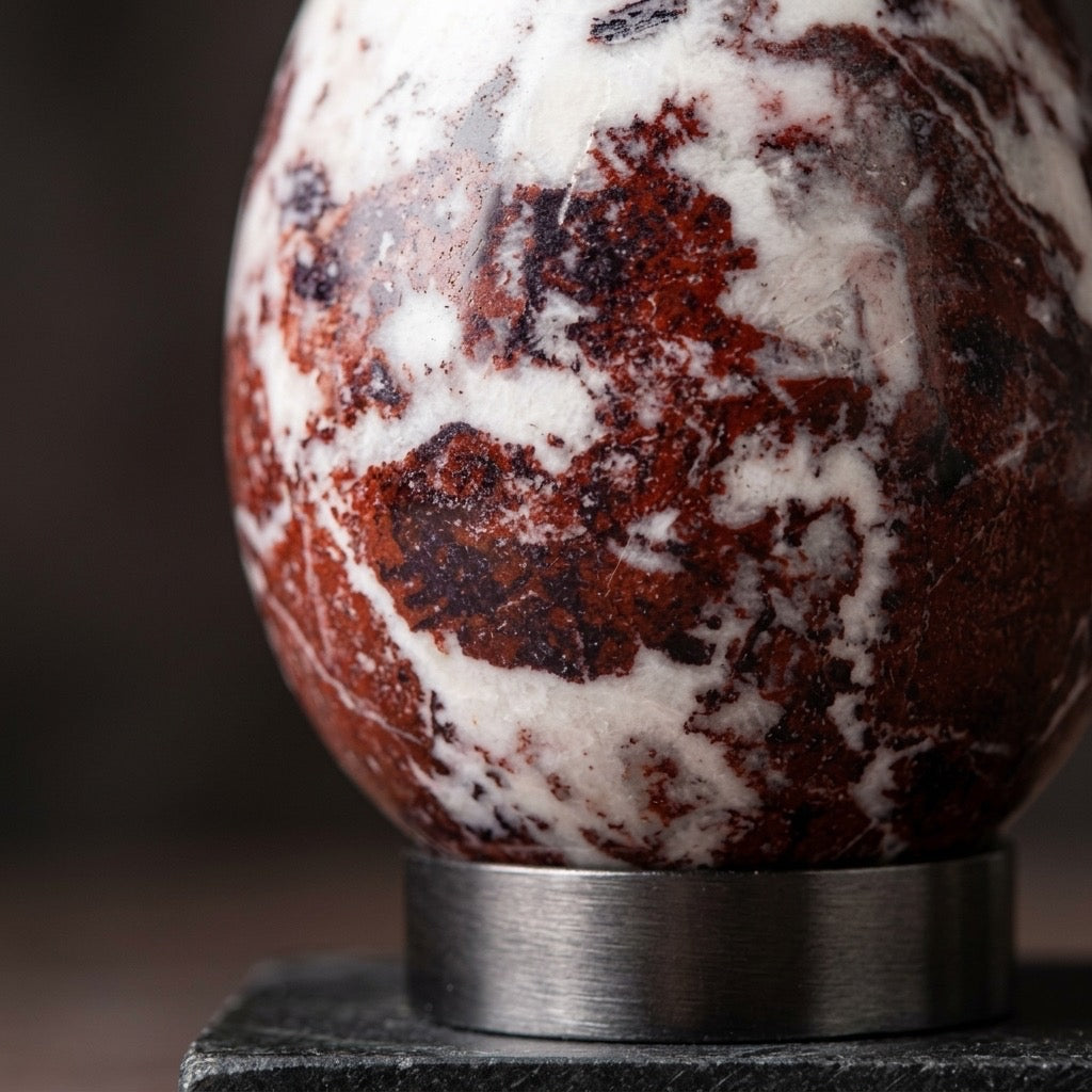 Hornitos Poppy Jasper — California Locality, Red & Cream Patterned Chalcedony, 227g — detail view