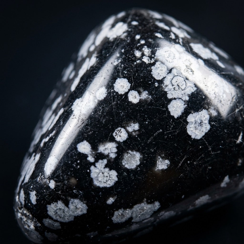 Snowflake Obsidian Specimen — Black Volcanic Glass, Cristobalite Inclusions, 11g — main view