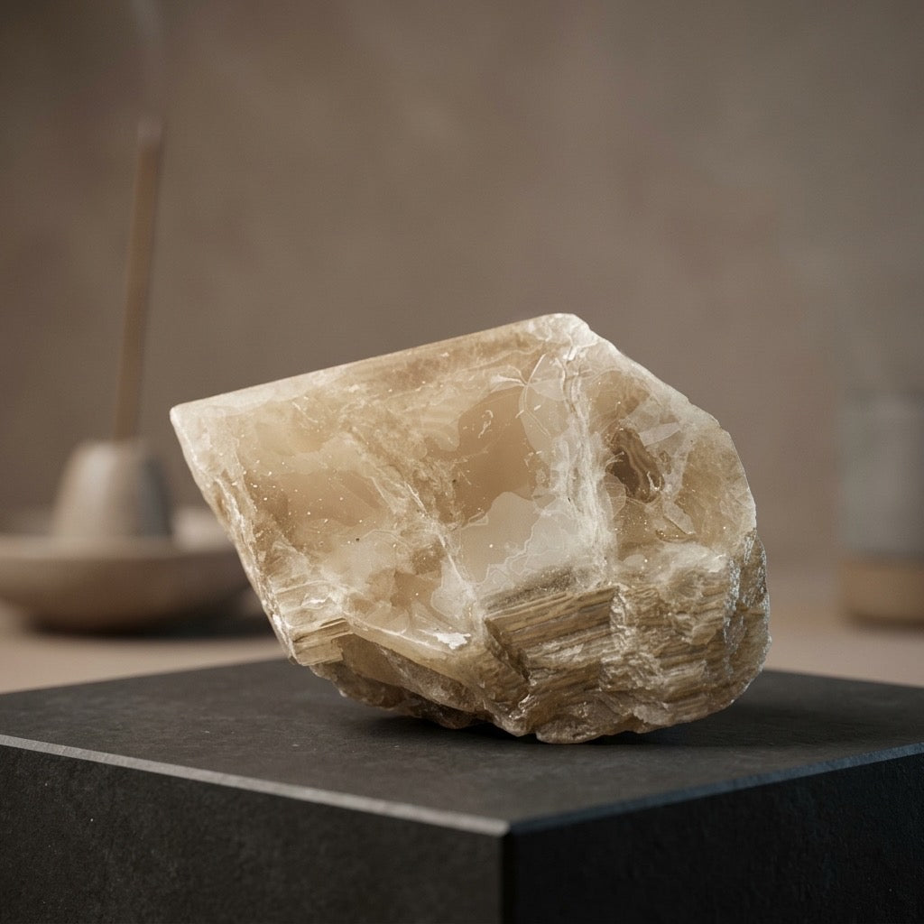 Silver Leaf Shimmer — Muscovite Mica Crystal Specimen — detail view