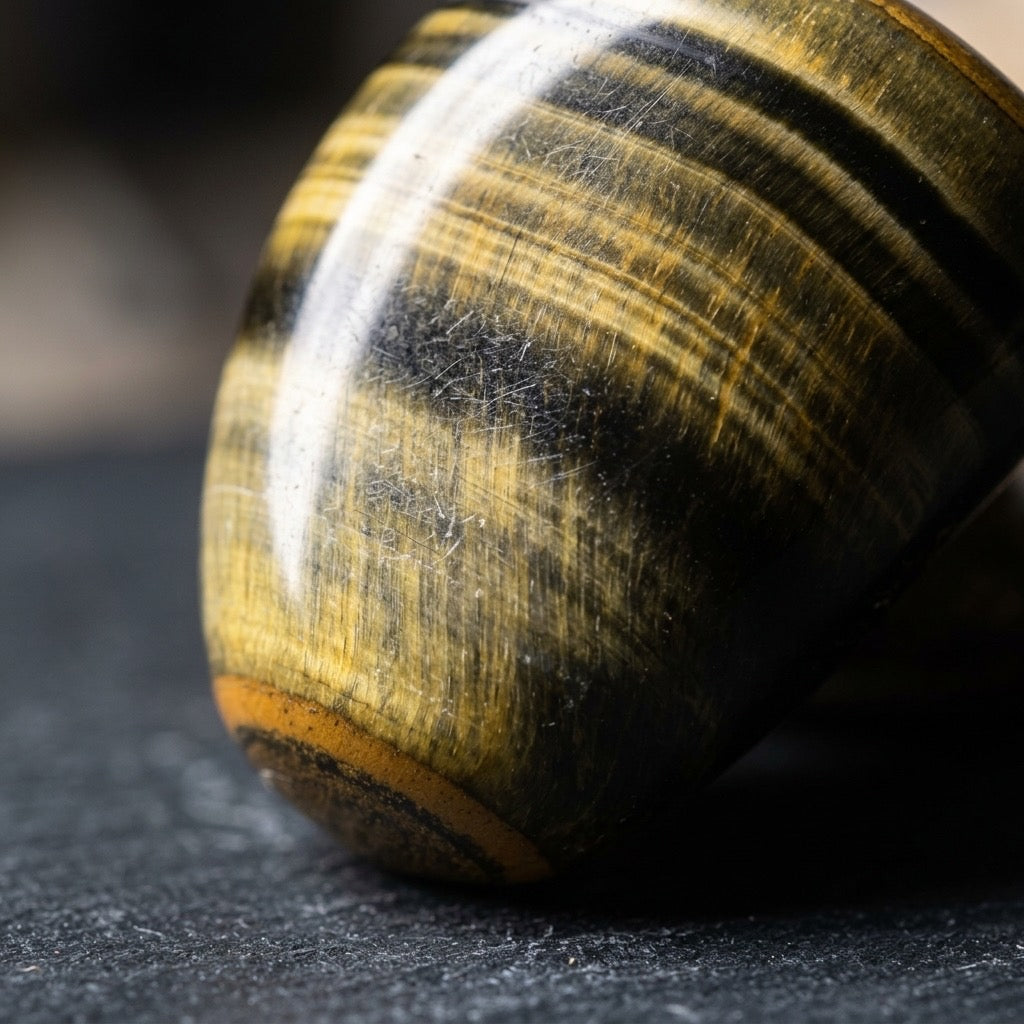 Sunfire Tiger’s Eye — Chatoyant Stone of Golden Focus — detail view
