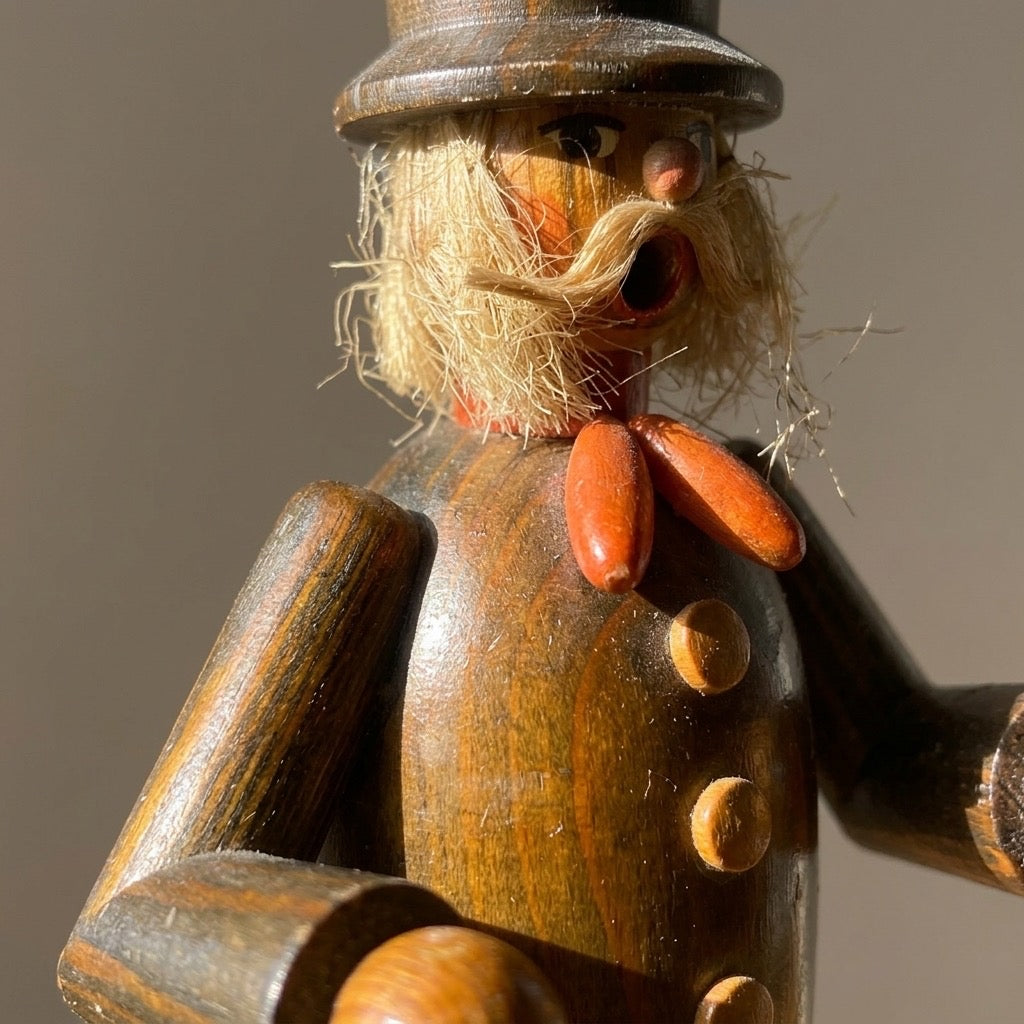 Steinbach German Wooden Incense Smoker — Chimney Sweep Figure, Erzgebirge Tradition — detail view