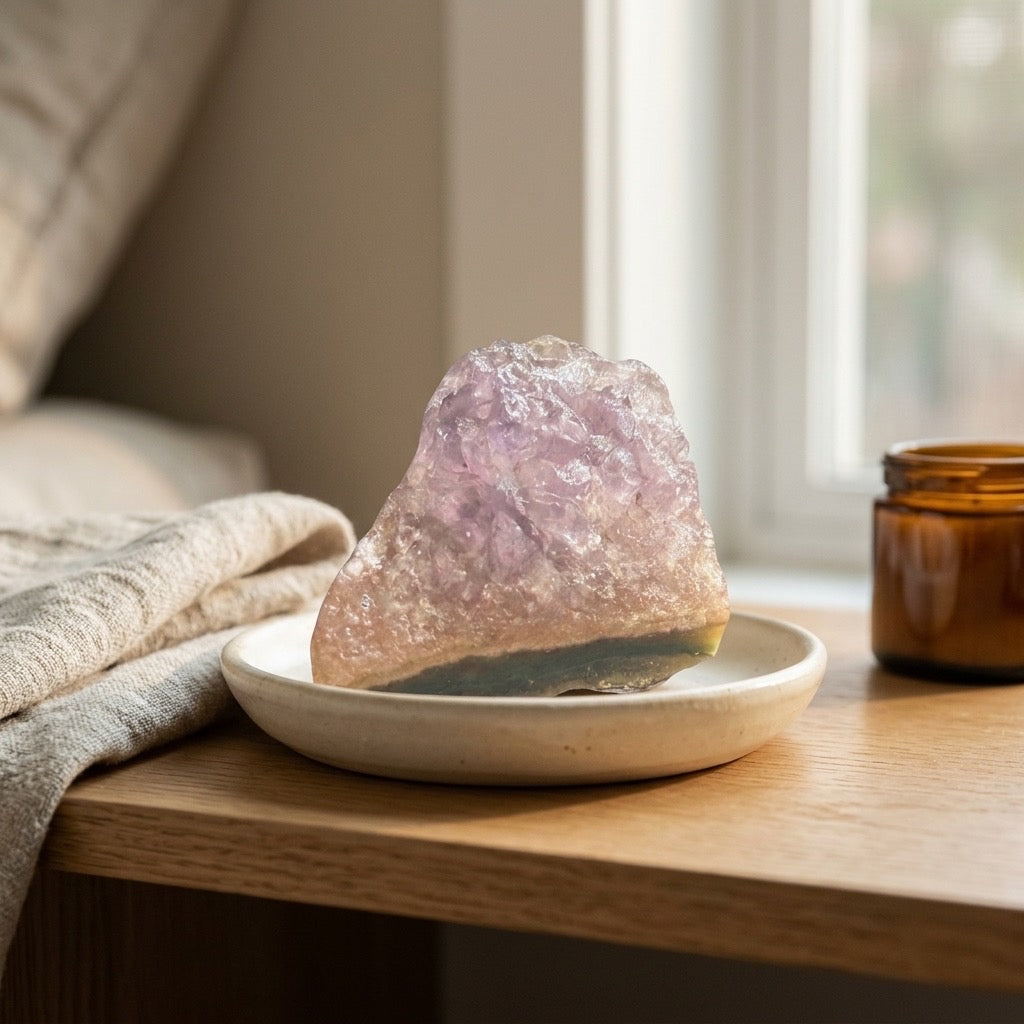 Lepidolite with Quartz or Fluorite — Lavender Micro-Crystal Specimen, 14g — detail view
