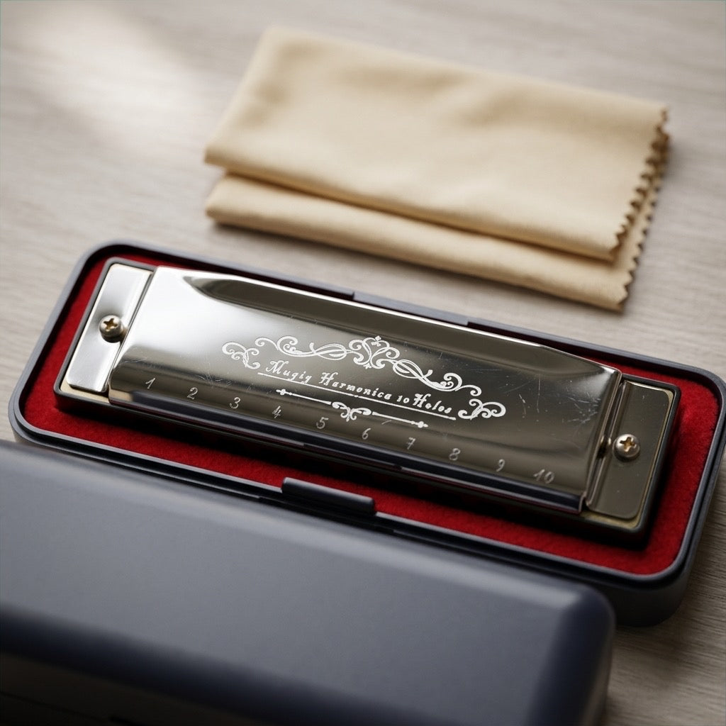 Mugig 10-Hole Diatonic Harmonica — Key of C, Silver Finish — detail view