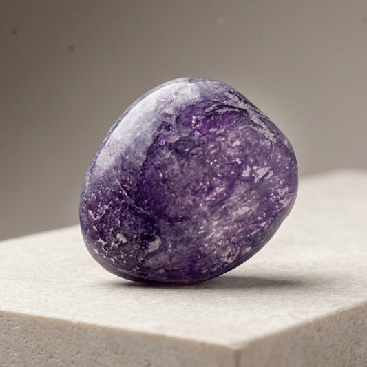 Chevron Amethyst Palm Stone — Dream Amethyst, Violet & White Banding, 23g — main view
