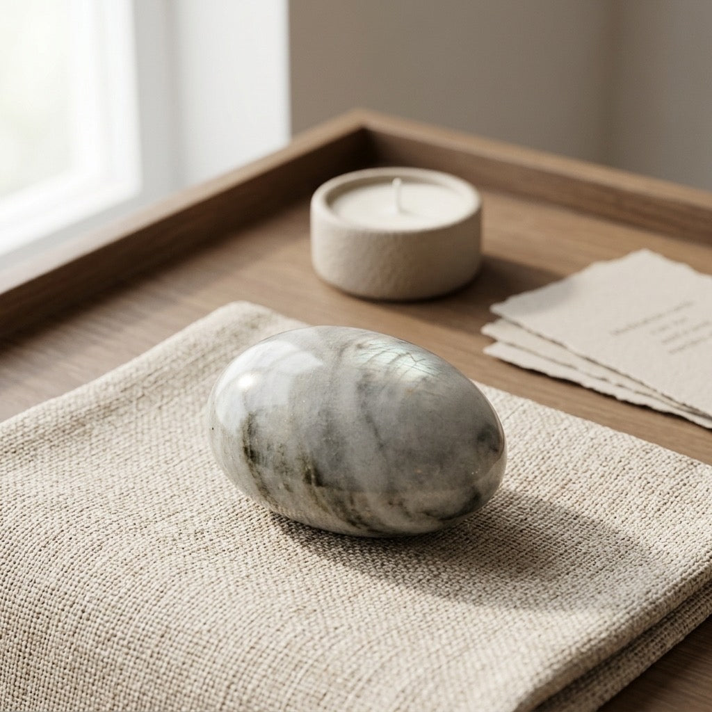Marble or Alabaster Stone Egg — Symbol of Timeless Calm and Gentle Strength-180g — detail view