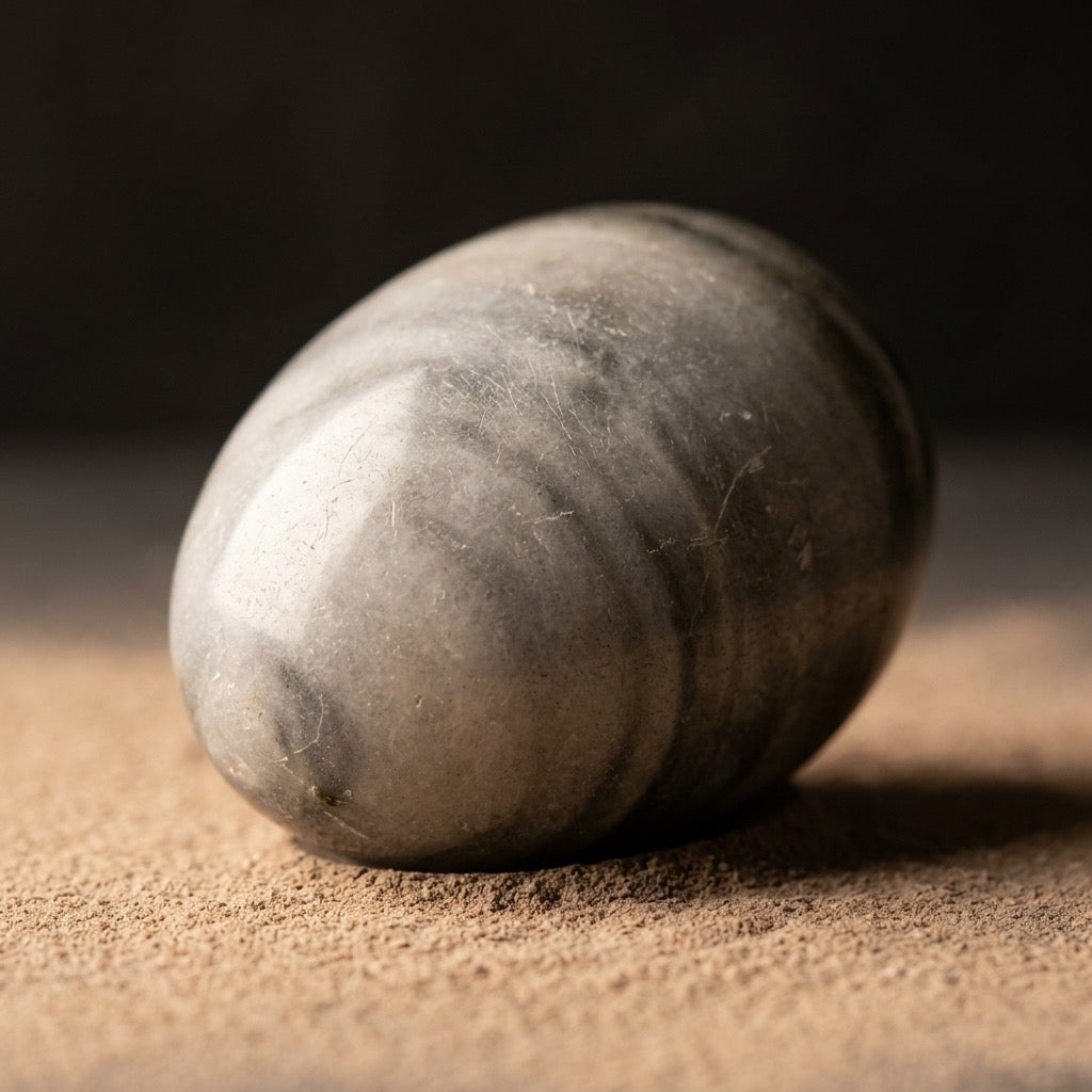 Marble or Alabaster Stone Egg — Symbol of Timeless Calm and Gentle Strength-180g — main view