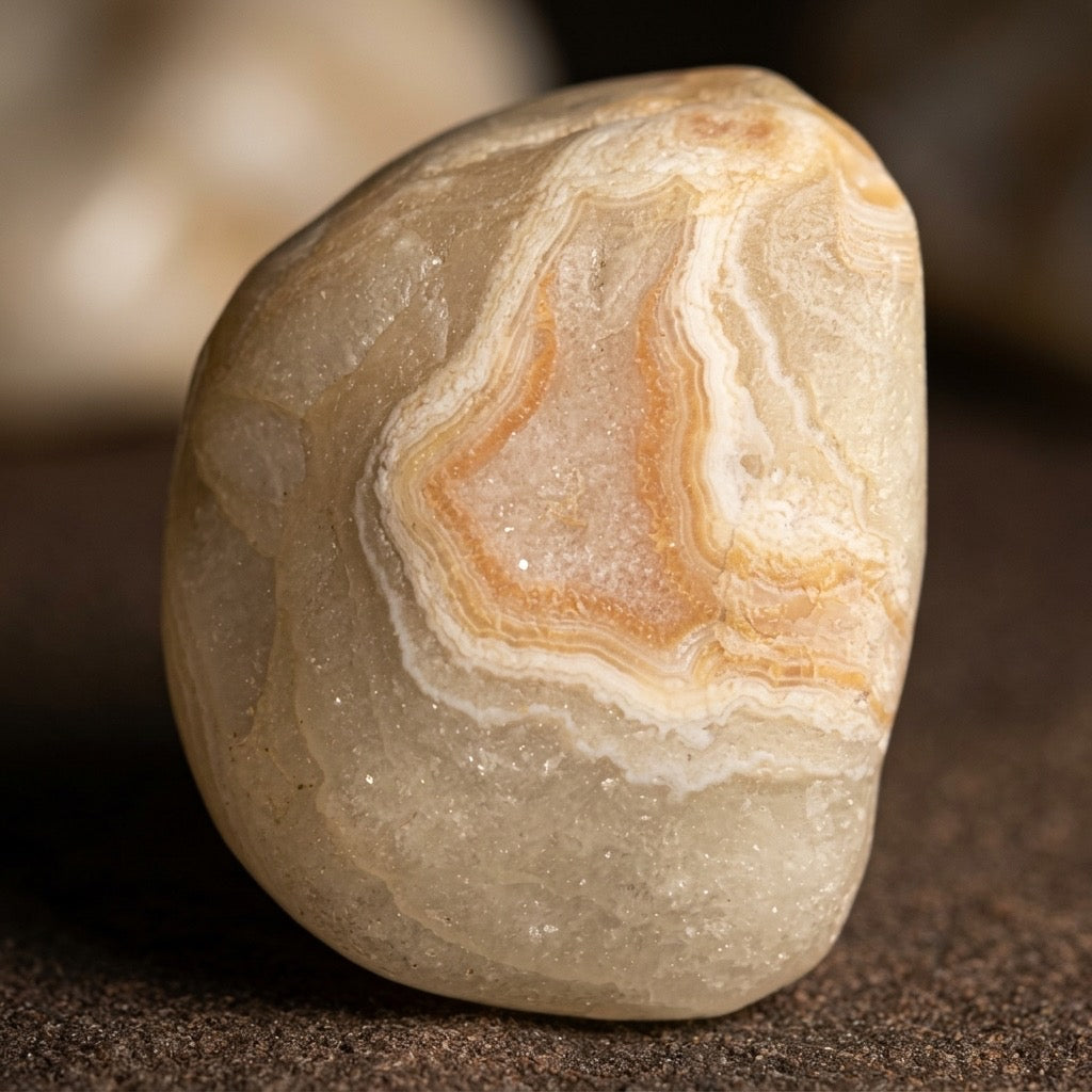 Lake Superior Agate — Iron-Banded Fortification Pattern, Glacial Tumbled, 155g — main view
