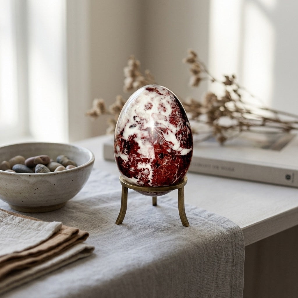 Hornitos Poppy Jasper — California Locality, Red & Cream Patterned Chalcedony, 227g — detail view