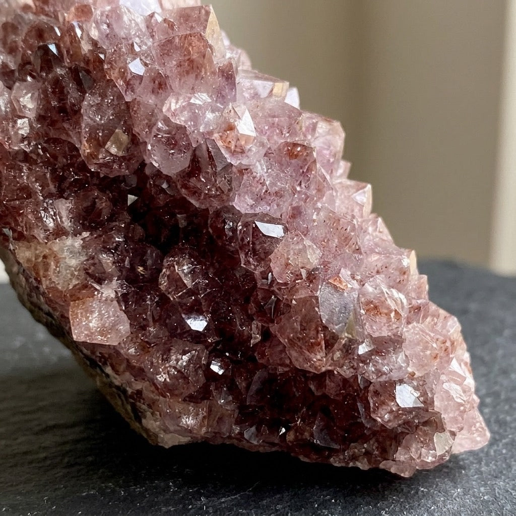 Natural Amethyst Quartz Cluster — Purple Points, Raw Geological Specimen, 163g — detail view