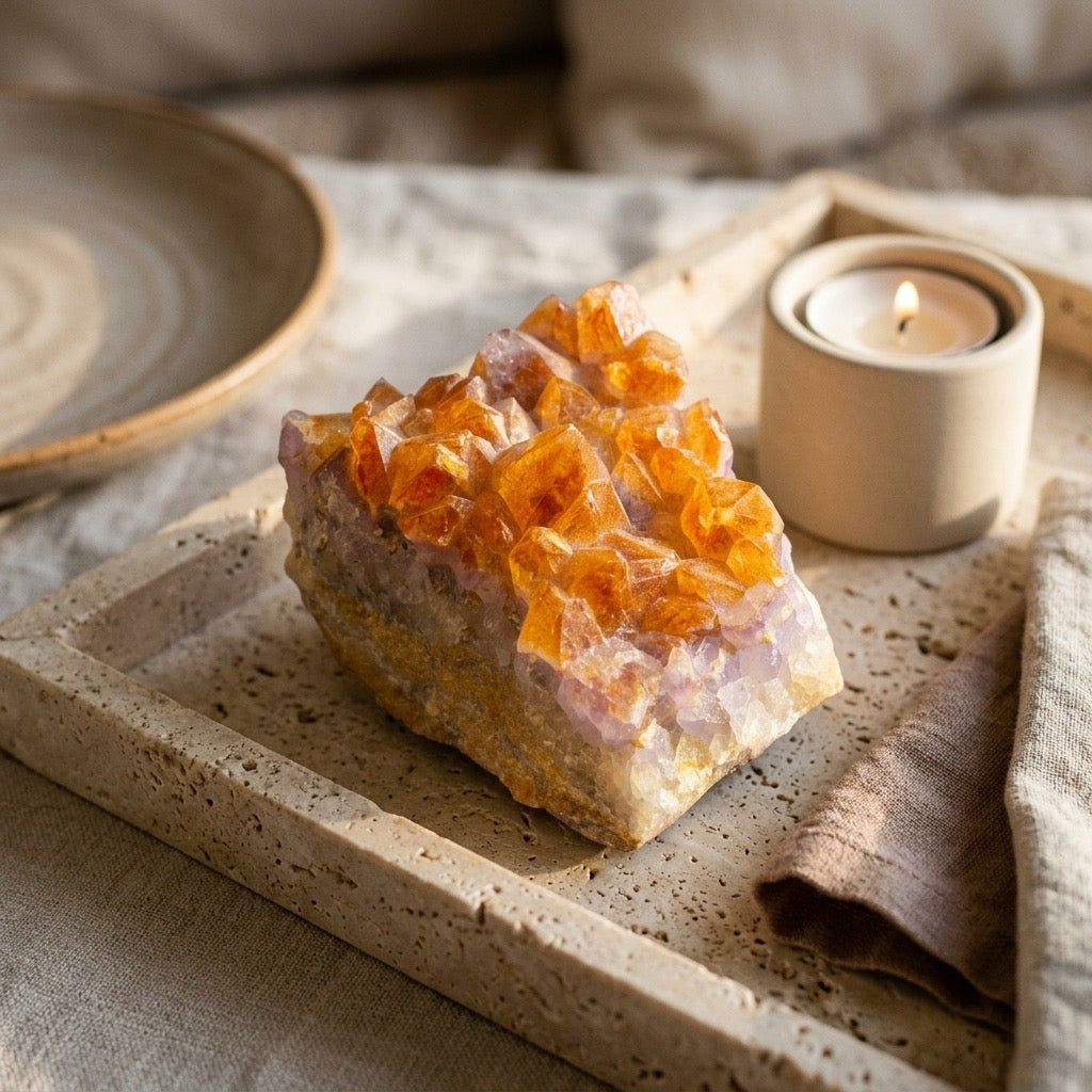 Sunfire Point — Natural Citrine Quartz Crystal — detail view