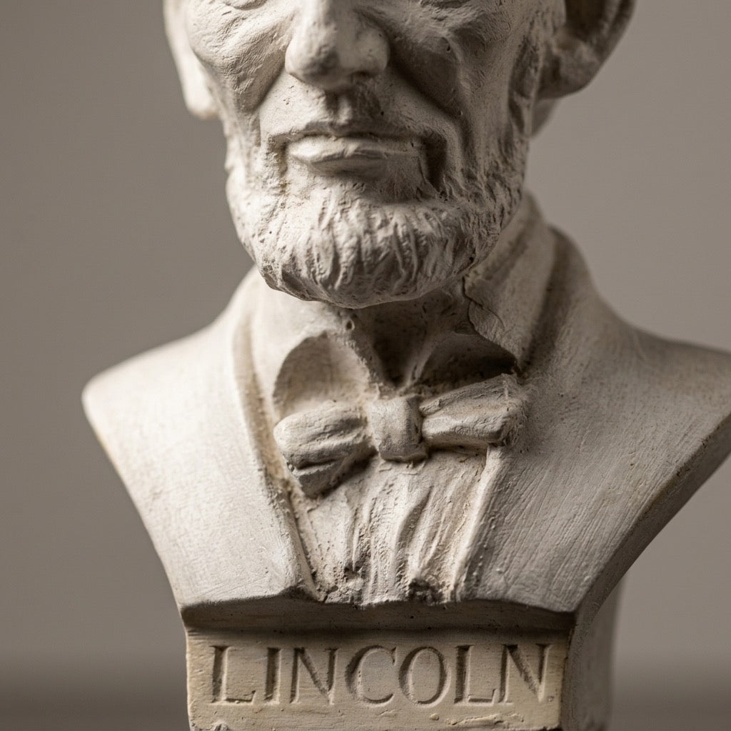 Abraham Lincoln Bust — Small Americana Statue — detail view
