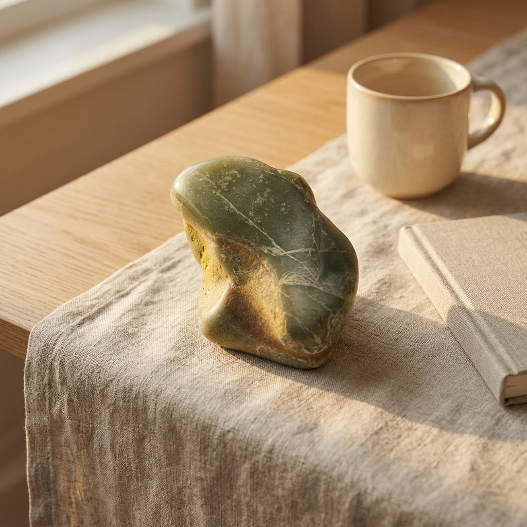 Nephrite Jade Specimen — Classic Green, Waxy Luster, 43g — detail view