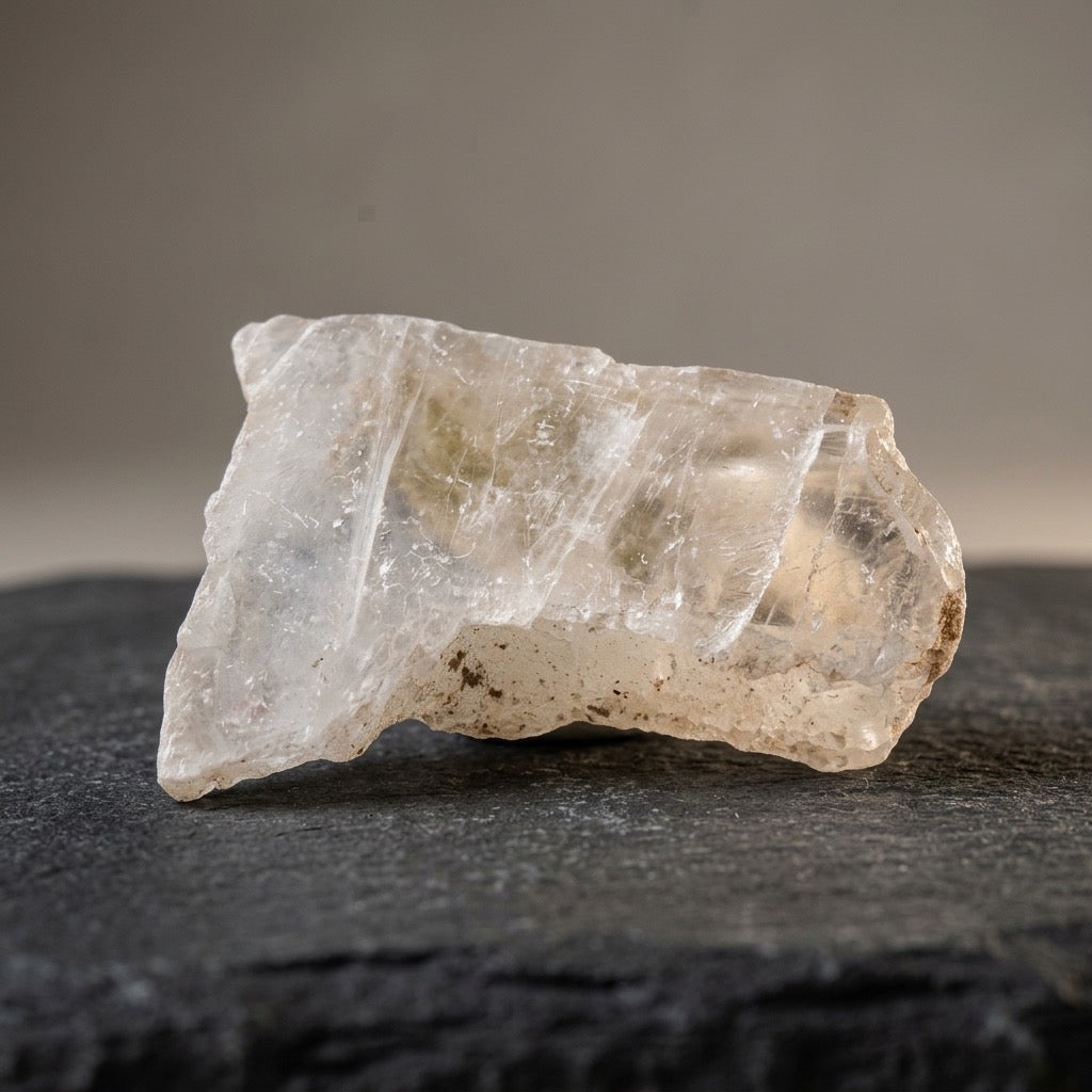 Selenite Gypsum Crystal Specimen — Natural Tabular Crystals, Clear to White, 971g (2.14 lb) — detail view
