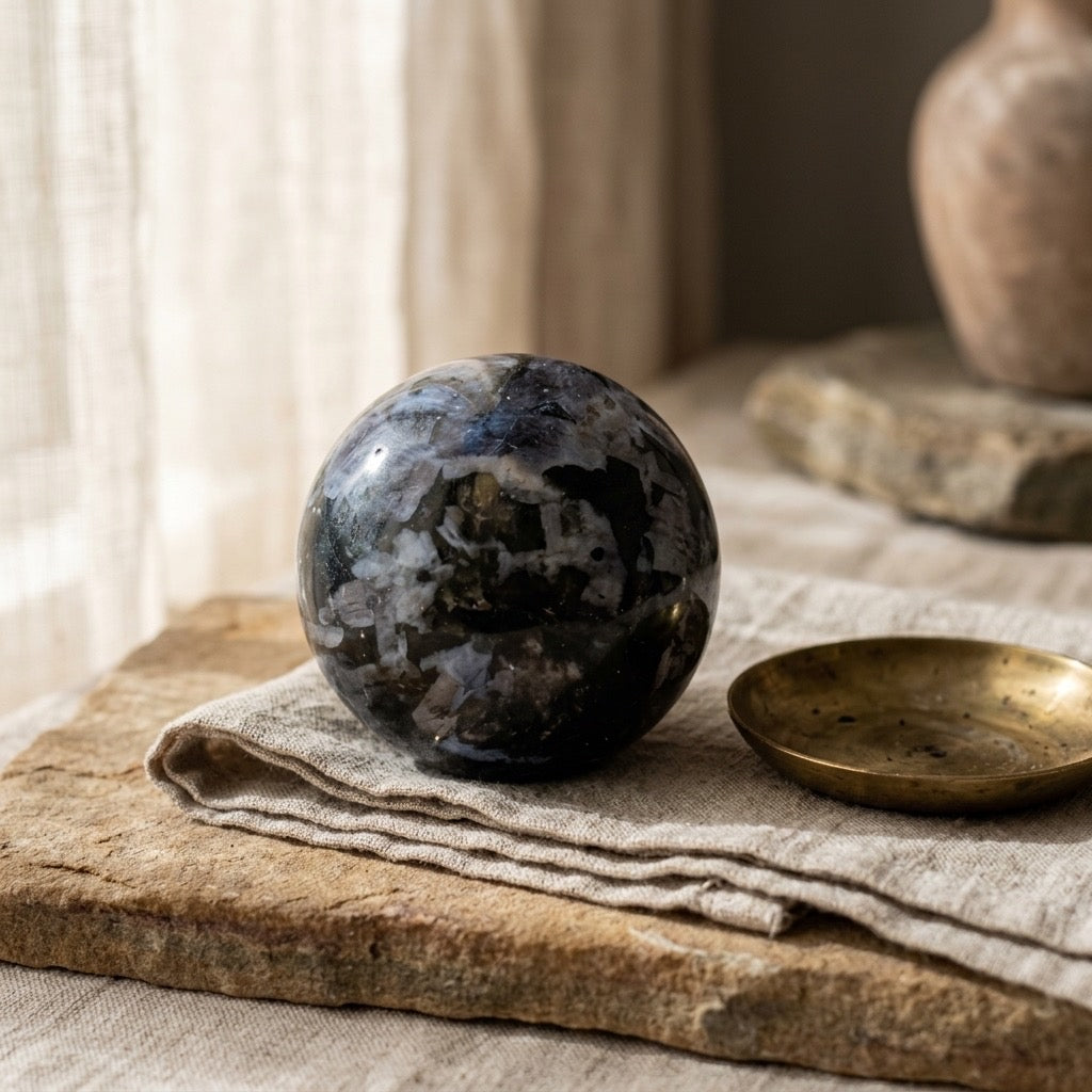 Twilight Rift — Indigo Gabbro Polished Specimen — detail view