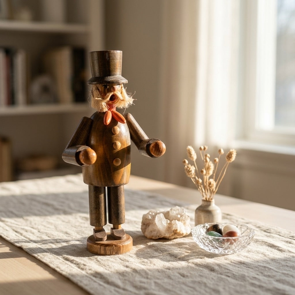 Steinbach German Wooden Incense Smoker — Chimney Sweep Figure, Erzgebirge Tradition — detail view