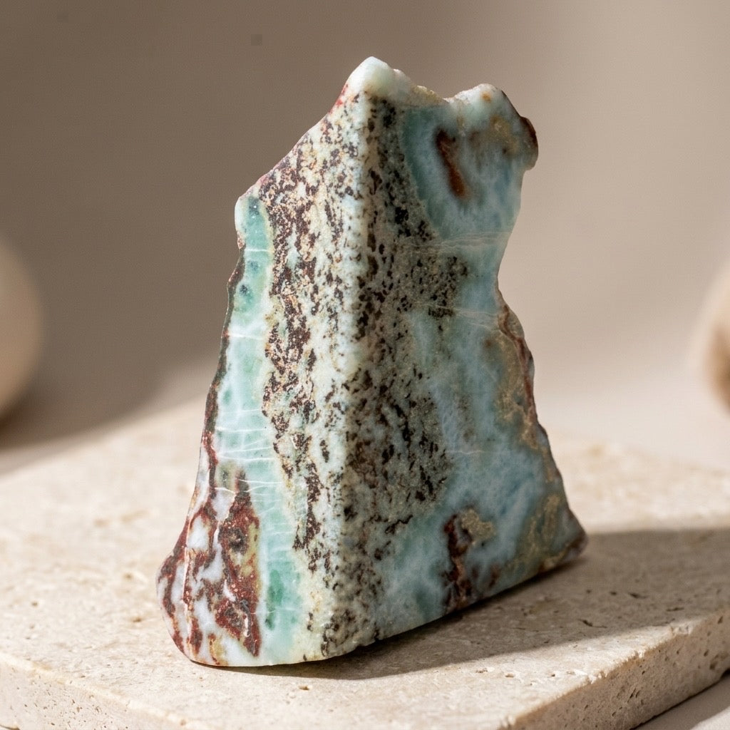 Larimar Specimen — Sky Blue & White, Dominican Volcanic Gemstone — main view