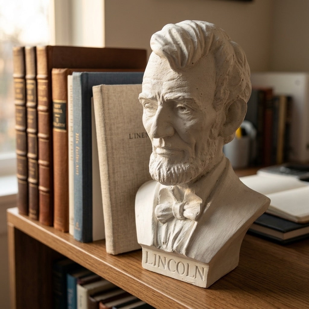 Abraham Lincoln Bust — Small Americana Statue — detail view