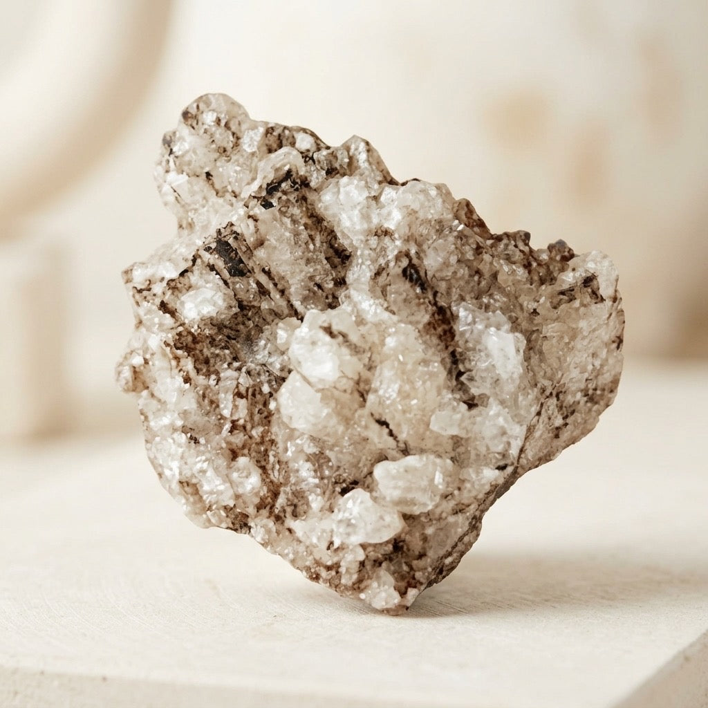 Calcite & Strontianite Crystal Cluster — Compact Natural Formation, 65g — detail view