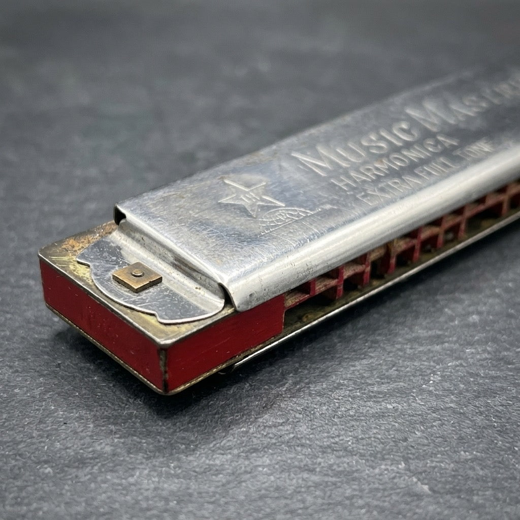 Music Master “Extra Full Tone” Vintage Harmonica — Made in Japan, Mid-Century — detail view