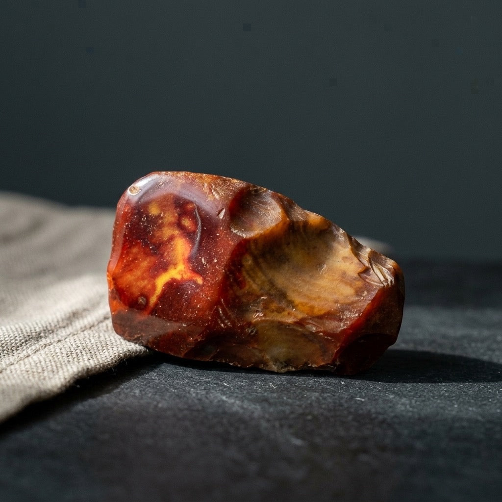 Palaeolithic-Style Handaxe — Knapped Flint Stone Tool, 12g — detail view