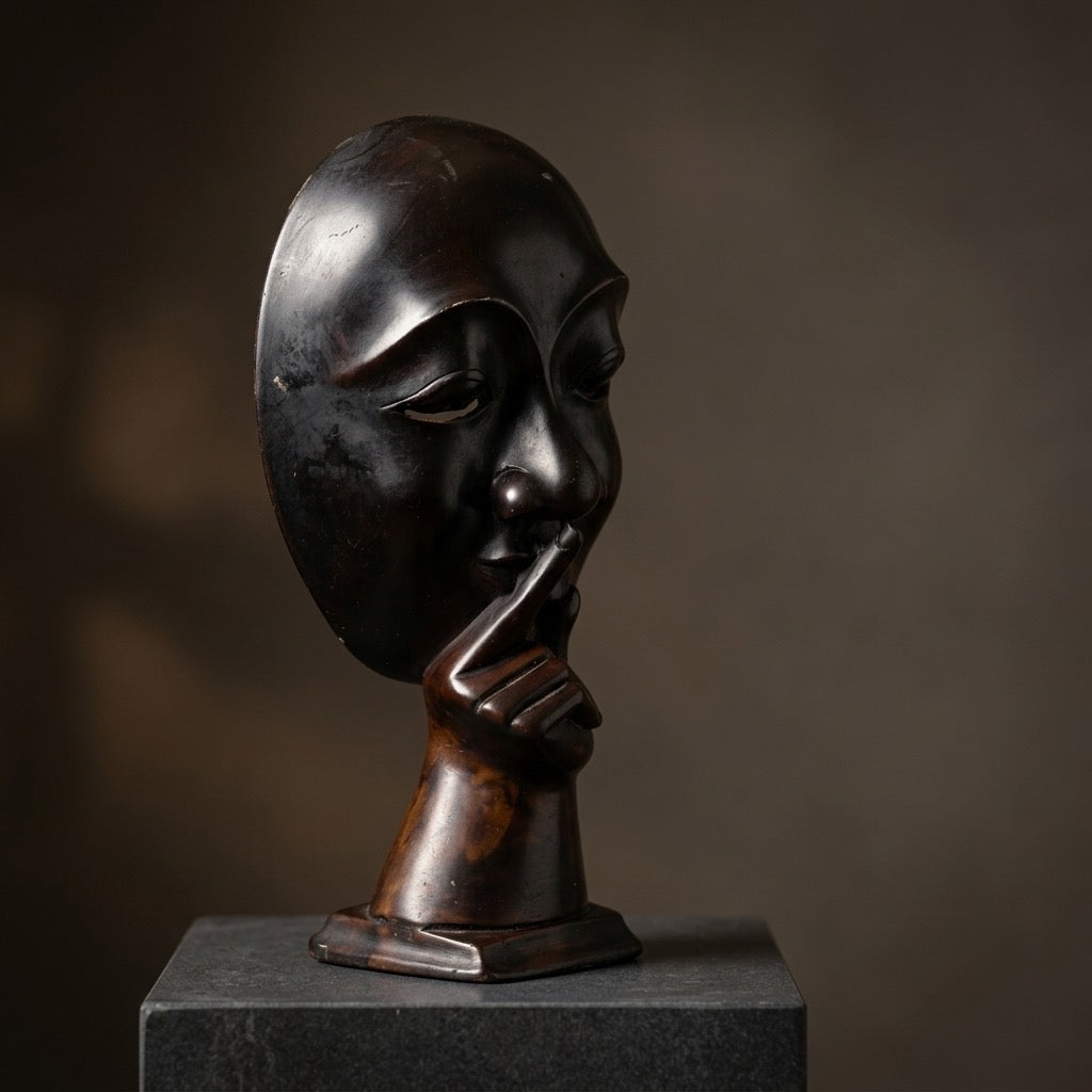 Abstract Silence Face Statue — Sculptural Decor — detail view