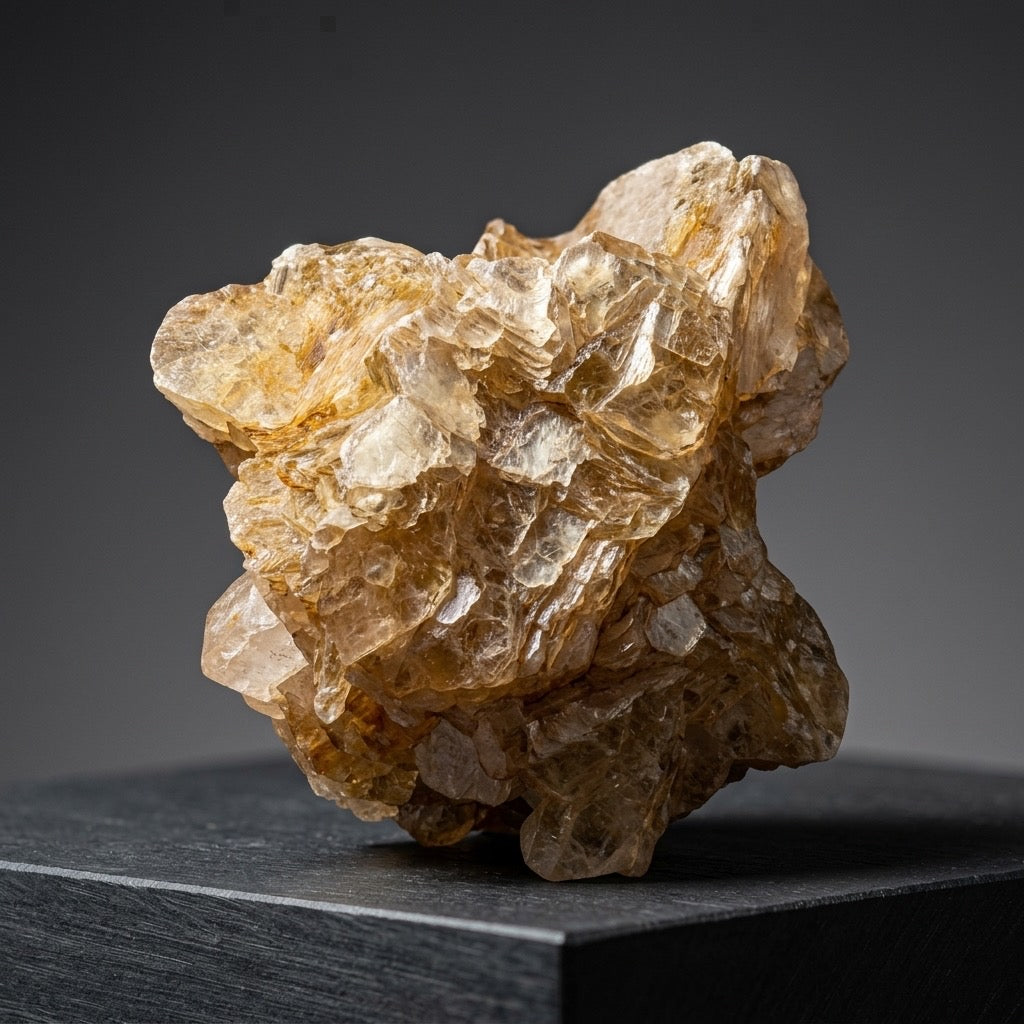 Muscovite Mica Specimen — Golden Layered Mica Book, Natural Crystal Form — detail view