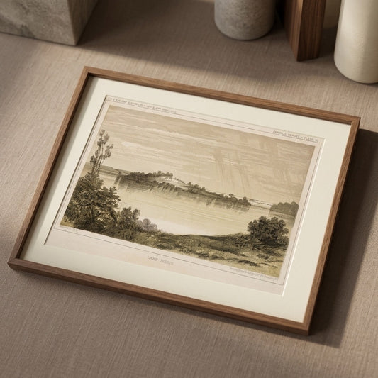 Antique U.S. Pacific Railroad Surveys Lake Jessie Lithograph Print — FITF-0006 — main view