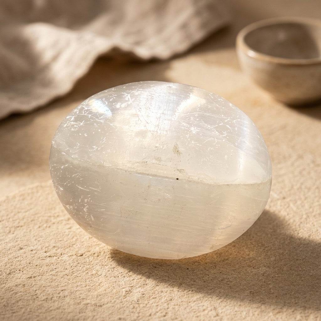 Polished Selenite Sphere — Satin Translucence, Soft Glow, 95g — main view