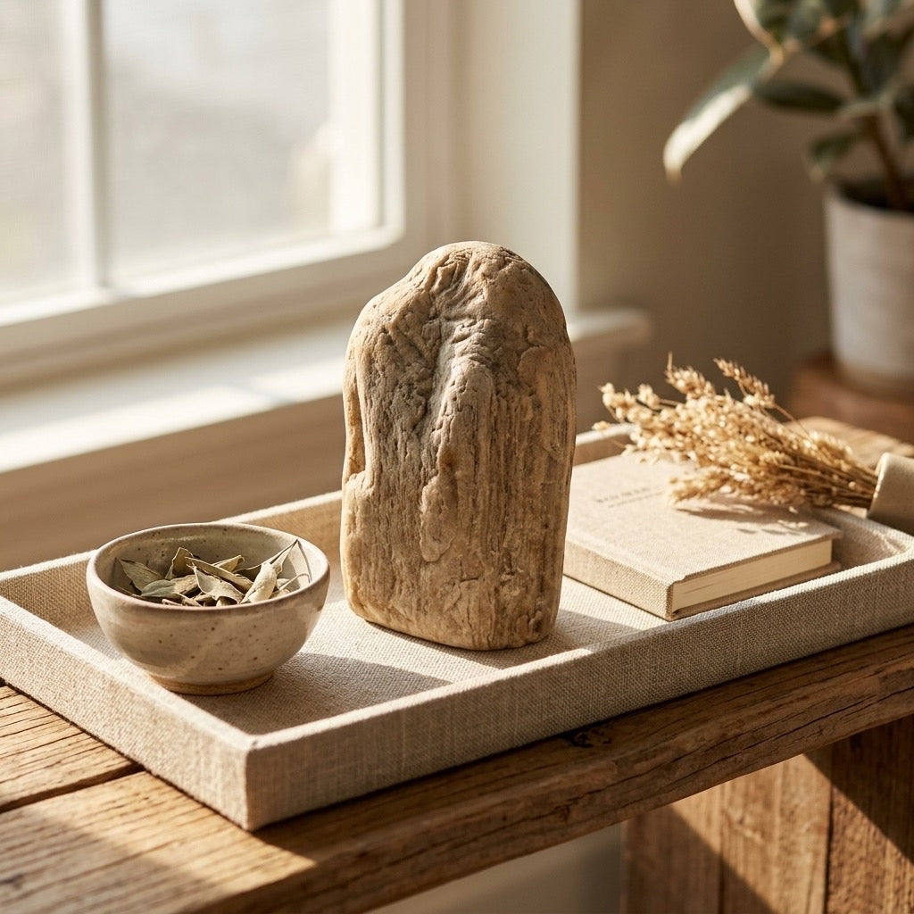 Petrified Wood Specimen — Grain Pattern Preserved in Stone, 266g — detail view