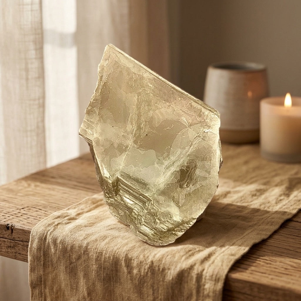 Silver Leaf Shimmer — Muscovite Mica Crystal Specimen — detail view