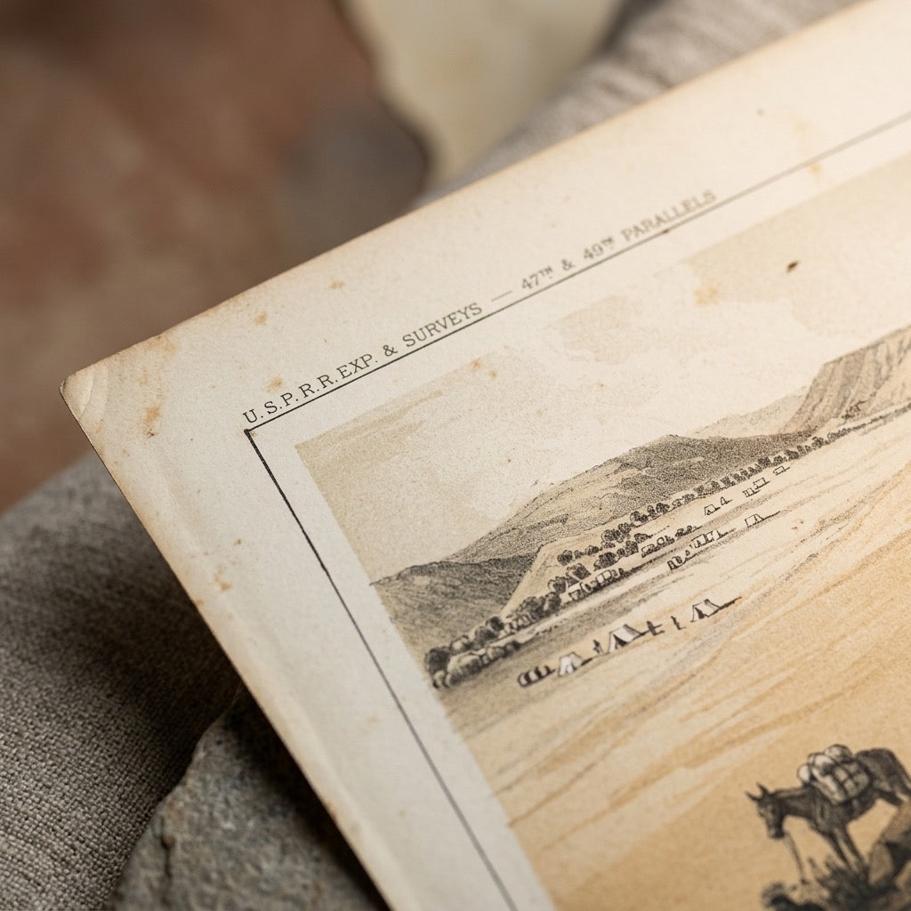 Shyenne River — 1860 John Mix Stanley Tinted Lithograph, Pacific Railroad Survey — detail view