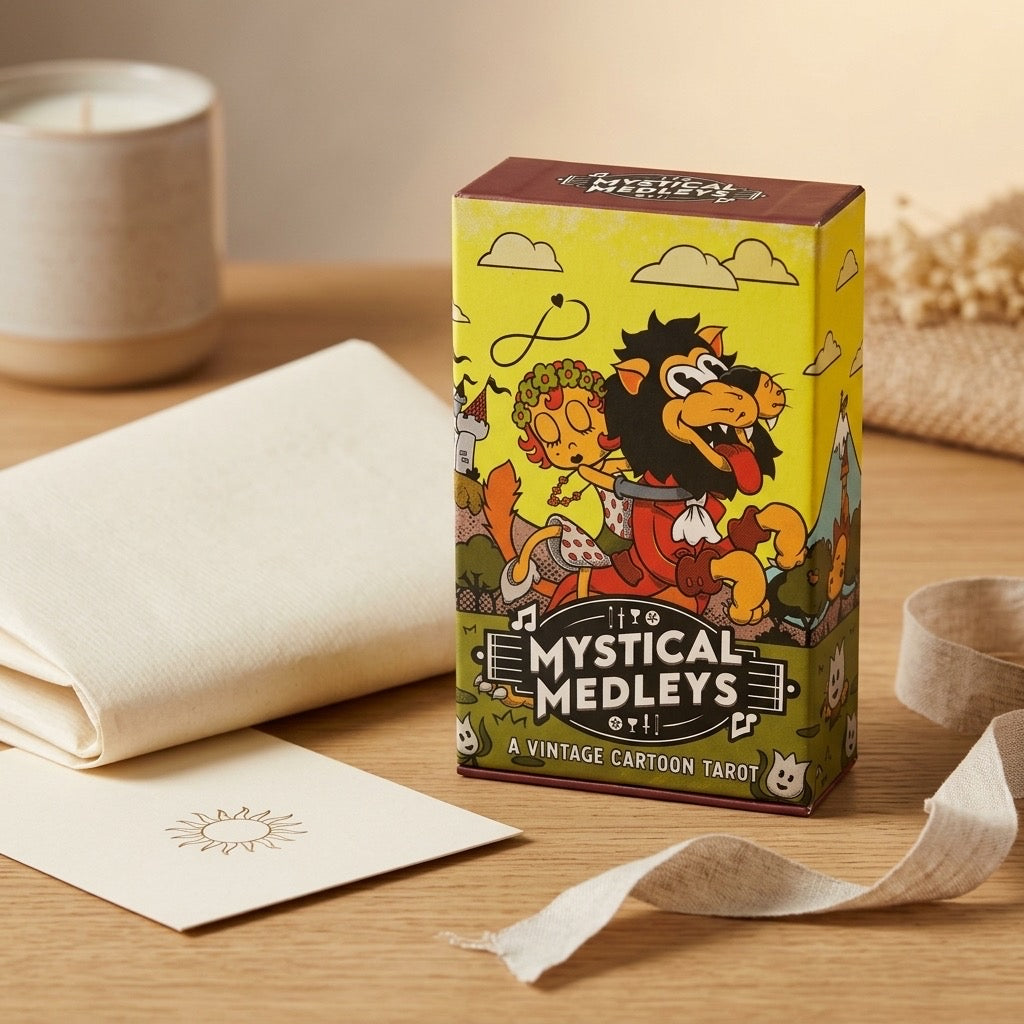 Mystical Medleys Vintage Cartoon Tarot Deck — 78-Card, 1930s Rubber Hose Style — detail view