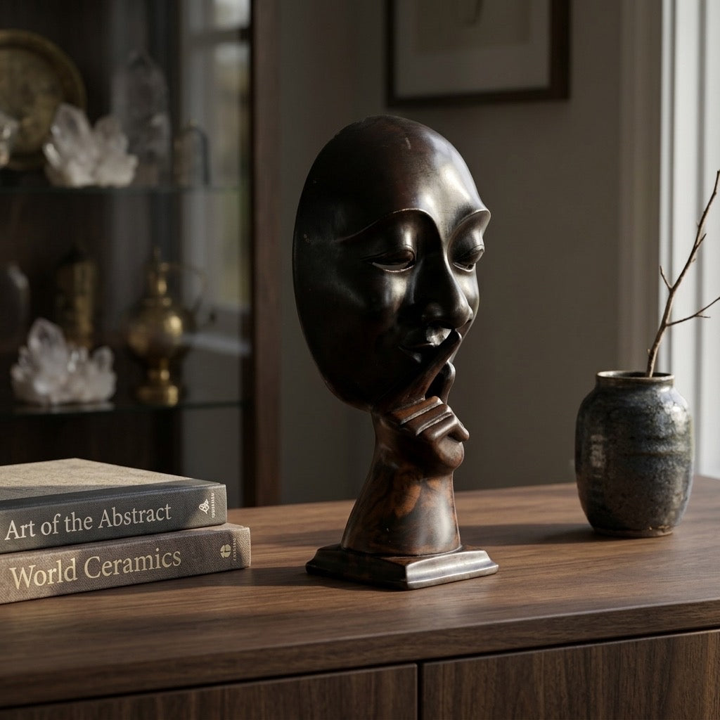 Abstract Silence Face Statue — Sculptural Decor — main view